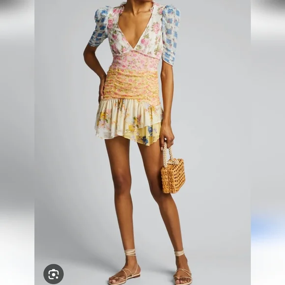 LoveShackFancy Arlo Silk Made In India Mini Dress 6 - Picture 2 of 11